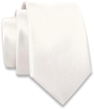 Massi Morino Krawatte weiß schmal für Herren - 6 cm - Tie Schlips uni einfarbig I Slim Fit Kravatte weiss