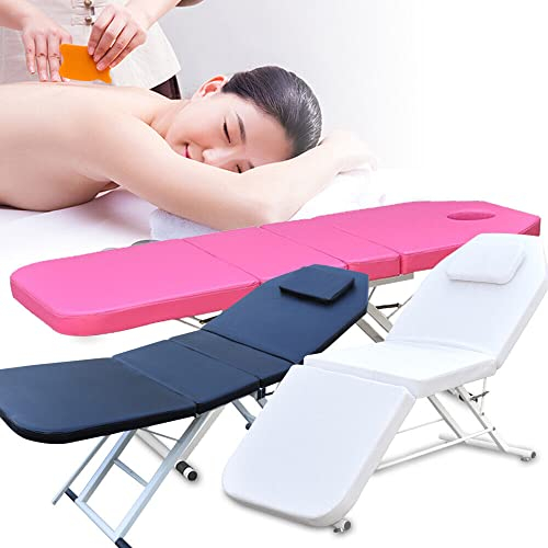KenSyuInt 3 Zonen Klappbar Massageliege Massagetisch Klappbar SPA Salon Bett Kosmetikliege Gemütlich Massage Kosmetikbett Massagebank Kosmetikstuhl PU Klappmassage Tischbett Bänke (Schwarz)