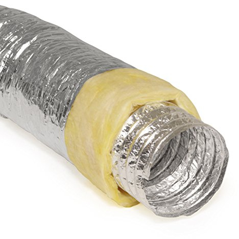 12 Inch Flexible Aluminum Ducting Hose Insulated R-4.2 Air Duct Pipe for for Heavy Duty HVAC & Exhaust Ductwork Insulation - 25' Feet Long - in Accordance with UL 181