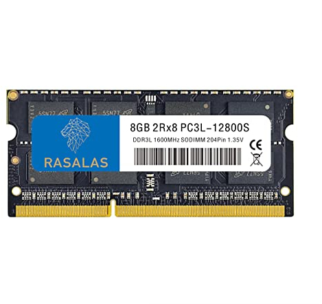 Rasalas DDR3L 8GB DDR3 1600MHz PC3L-12800 1x8GB DDR3 Non ECC Unbuffered 1,35V CL11 2Rx8 Dual Rank SODIMM Laptop Memory RAM