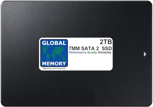 GLOBAL MEMORY Disque dur SSD SATA 2 2 To 7 mm 2,5 pour MacBook Pro non Retina (2006-2007 - 2008-2009 - 2010)