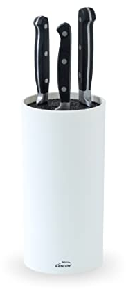 Lacor - 39037 - Tassello per coltelli White, Blocco Universale per Coltelli, Multidirezionale, Colore Bianco Opaco, Ø11 cm, altezza 22 cm, Adatto per Lavastoviglie