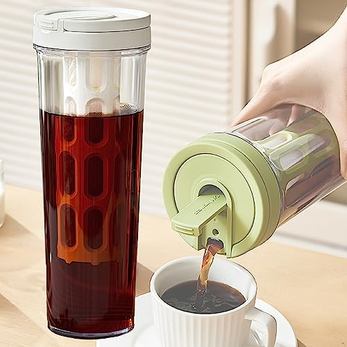 HNJZX Caffettiera Cold Brew Brocca per Caffè per Pour Over Fredda Caffè e Hot Tè Caff Macchina Cold Brew Caffettiera (Bianco)