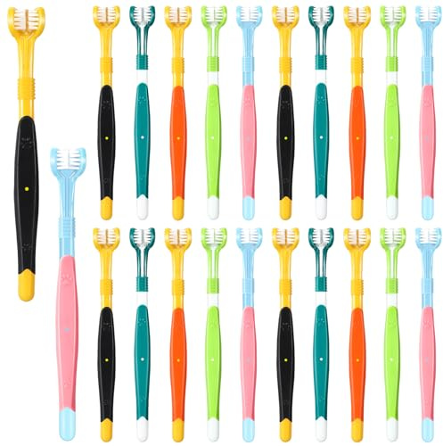 Vesici 20 Pcs 7 Inch Dog Toothbrush 3 Sided Pet Teeth Cleaning Brush Dental Care Suitable for Dog Most Pets Cat Puppy Kitten Different Teeth and Mouth Shapes Cleaning