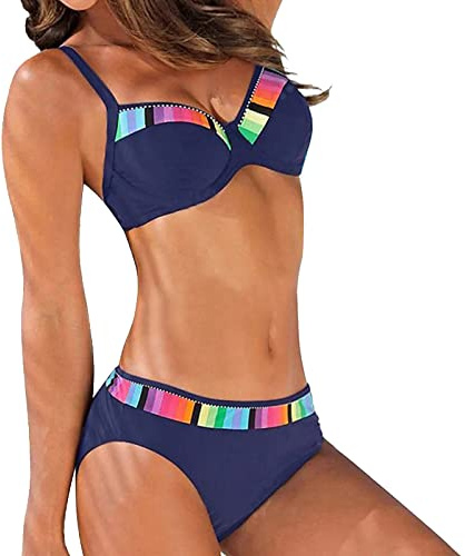 High Waisted Bikini Sets for Women UK 36 G, 2 Piece Bikini Swimsuit, Low Waisted Strappy Bikini Sets for Women 2 Piece Swimsuit Soft Bikini Tops Warehouse Clearance Cycling Blue