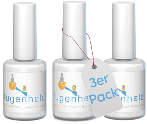 Fugenheld Fugenstift Weiß 3er Pack - Fugenversiegelung Innen - Feuchtigkeitsresistente Fugenfarbe für Zementfugen - Wasserfest & Schnelltrocknend - Made in Germany - 3x15ml