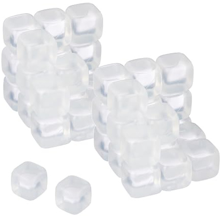 Relaxdays Pack de 50 Cubitos de Hielo Reutilizables, Cubos de Plástico, XXL, Moldes para Enfriar Bebidas, Transparente