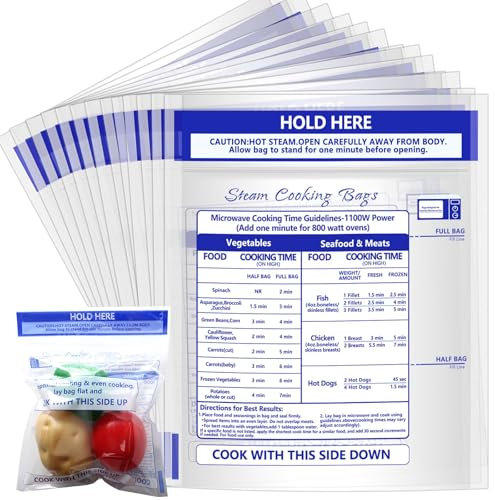 100 Pcs Microwave Steamer Bags, 7.9X 7.1 Steam Cooking Bags for Vegetables