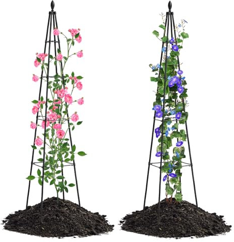 yotoworth Garden Trellis For Climbing Plants Outdoor,Support Frame Metal Rustproof Obelisk Tower,Sweet Pea Potted Vegetable Fruits,170cm,2PCS