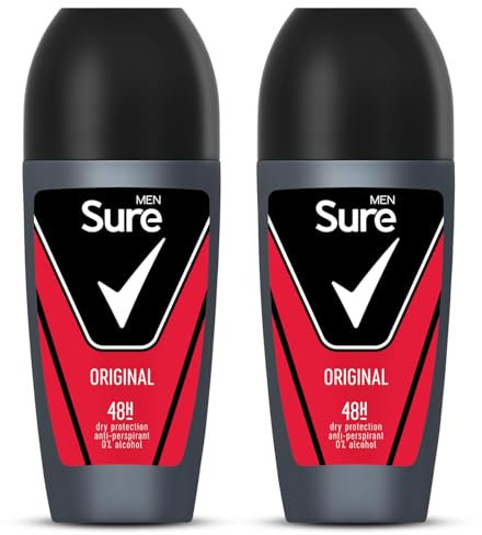 2x Sure Men 48h Original Roll On Antiperspirant Deodorant 50ml