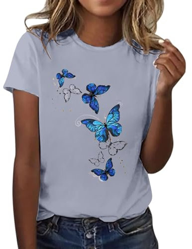 Damen Langarmshirt Oberteil Drucken Langarm Shirt Rundhals Lose Longsleeve T-Shirt Lässig Pullover Sweatshirt Women Damen Shirts Sommer Weich Und Bequem