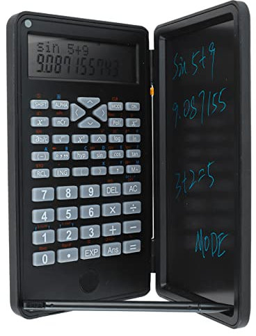 240 Funktioner Scientific Calculator med 6 Tums Writing Tablet och två Rad LCD -skärm för Kontorsskola, ABS -material med Knappbatteri CR2025, Idealisk för Finansiering