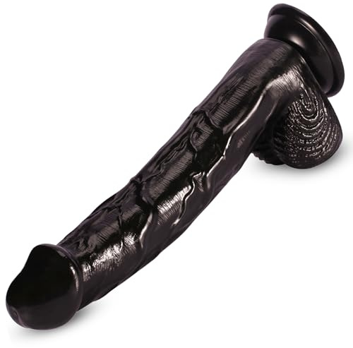 MACQIU 30.5cm Gode pour Femme avec Ventouse, Femme Sex Dildo Anals pour Couple, Anal dildo butt plug, Gode XXL Large, Jouet sexuel pour adultes (Noir)