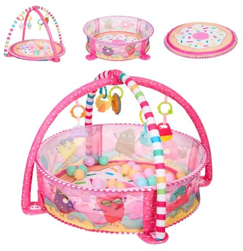 Kikka boo Spielbogen 30 Bälle Krabbeldecke Bällebad abnehmbare Spielzeuge, Farbe:rosa pink