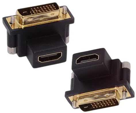 NFHK Adaptador (2 Unidades/Lote), ángulo de 90 Grados, DVI Macho a HDMI Hembra 4K, Protector de Puerto para computadora, Tarjeta gráfica HDTV