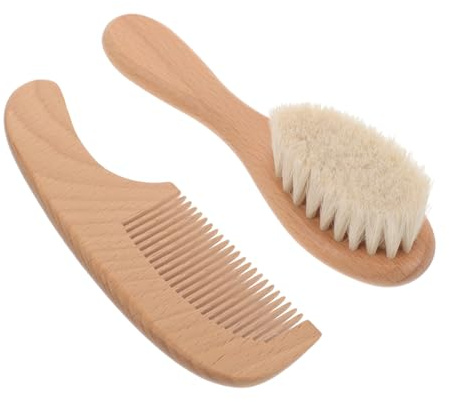 Set Bébé Brosse Cheveux Bois Peigne Bain Cuir Chevelu 1 Pièce | Léger, Facile à Nettoyer, Robuste, pour Bébés et Nouveaux Parents, Usage Bain