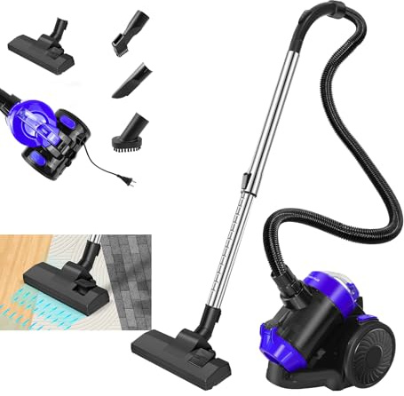 7Sevenjokers Beutelloser Staubsauger – Kompakt, 1000W Motor für Starke Saugleistung, Multi-Oberflächen-Reinigung, 1,5L Staubbehälter, Automatikkabel & Zubehör für Böden, Teppiche, Polster