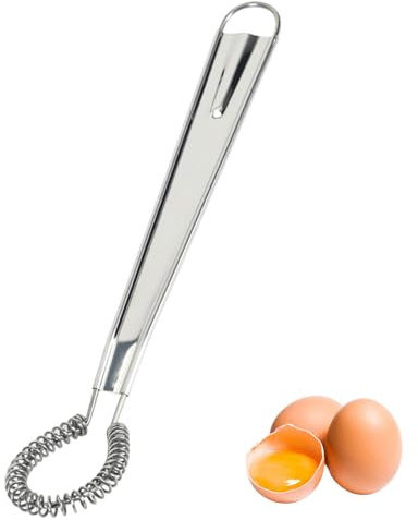 AJKQNMA Mini Schneebesen aus Edelstahl, Handheld Milchaufschäumer für Kaffee, Kleiner Rührer für Saucen Eier, Küchenzubehör, 20,5x3,5cm, Spülmaschinenfest, Silber, 1 Stück