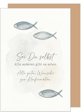Edition Seidel Premium Glückwunschkarte zur Konfirmation mit Umschlag. Konfirmationskarte Karte Grußkarte Spruch Sprüche Mädchen Junge Jugendliche Fische maritim Wünsche (KF367 SW026)