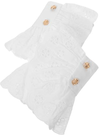 TEHAUX Puños de Camisa Desmontables de Encaje Blanco, Mangas de Muñeca Falsas Diseño Calado Floral, Accesorio Ligero para Mujer Adecuado para Fiestas y Reuniones Formales