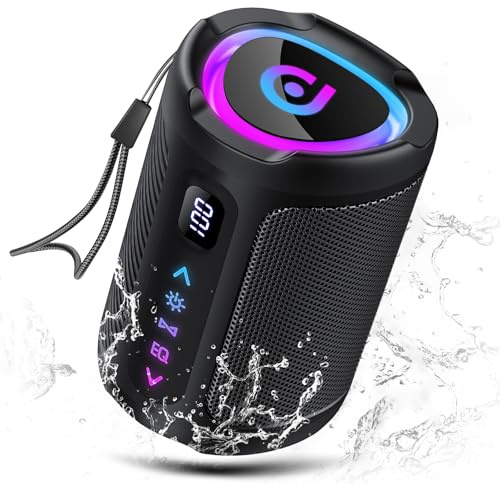 aowoka Altoparlante Bluetooth portatile senza fili con luci LED, display digitale intelligente+Smart EQ, altoparlante Bluetooth potente Bass Boost, Bluetooth 5.4, altoparlante per viaggio/sport/feste