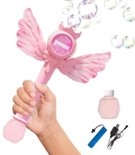 Elektronische Seifenblasenmaschine Mit LED Licht & Musik Seifenblasenspielzeug Mit Flügeln Blasenstab Seifenblasenstab Mit Licht Seifenblasenmaschine Spielzeug Bubble Machine Maker Für Hochzeit Party