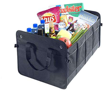 CB Präsentwerbung GmbH Kofferraumtasche groß aus Polyester mit stabilem Boden - Klappbox Kofferraumbox Faltbox Organizer Autobox Tasche Auto Kofferraum Zubehör (schwarz)