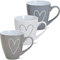 Lot de 3 tasses à café Jumbo - Style maison de campagne - Cœur blanc, gris, beige - Grandes tasses XXL de 400 ml - En céramique - Pour thé, café, cappuccino - Beau cadeau - Passe au lave-vaisselle et