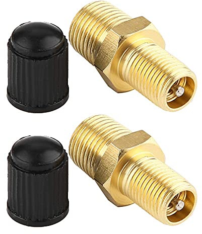 KIMISS Schrader Valve, 2Pcs 1/8 NPT MPT Brass Air Compressor Tank Fill Valve Relief Valve