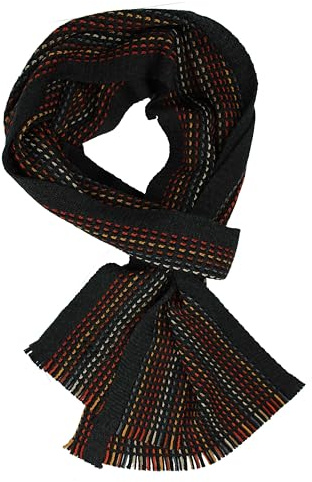 Rotfuchs Strickschal Herrenschal Damenschal Unisex reine Wolle gestreift feinstrick mit Fransen mehrfarbig