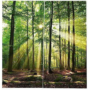 Ymiko Fenstervorhänge 170x200cm Schallschutz & staubdicht mit Naturmotivdruck aus Rayon-Polyester für Balkon, Schlafzimmer, Wohnzimmer, Küche, Restaurant