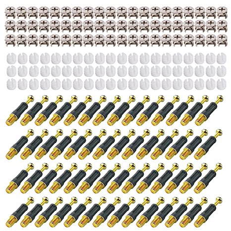 LOOTICH Kit de Excéntricas Ø11,8mm con Pernos M6x36mm y Tuercas M6 para Accesorios de Conexión de Muebles de Gabinete Negro (100 Sets)