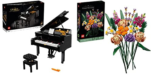 LEGO Ideas Pianoforte a Coda, Set per Adulti & Creator Expert Bouquet di Fiori, Set Collezione Botanica e Idea Regalo per Adulti, Modello da Esposizione