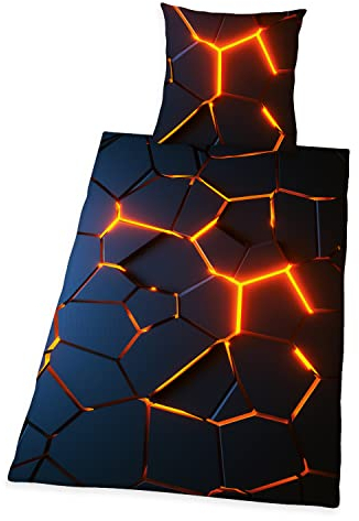 Herding 3D Effekt Bettwäsche-Set, Kopfkissenbezug 70 x 90 cm, Bettbezug 140 x 200 cm, Mit leichtläufigem Reißverschluss, 100% Baumwolle/Renforcé