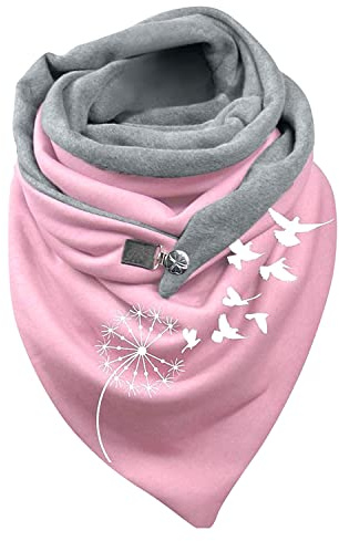 NAY Nalakey Damen Dreieckschal Baumwolle Warm Halstuch Mit Knopf - Lässig Herbst Winter Schal Halstücher Poncho Weich (15)