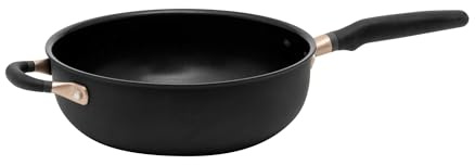 Meyer Accent Deep Frying Pan Non Stick 26cm - Induction Suitable Chefs Pan with Ergonic Heat Resistant Handles, Dishwasher Safe, Durable Hard Anodised Cookware, Black, 4.3L