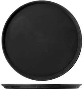 H&H 9184227 Vassoio Antiscivolo Tondo, Plastica, Nero, 27 cm