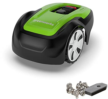 Greenworks Optimow S Robot Lawnmower for Lawns up to 300m2 , Bluetooth App Controlled, Theft Protected, 3 Year Guarantee + Greenworks Blades for Robotic Lawn Mowers (9 Blades Made of Stainless Steel)