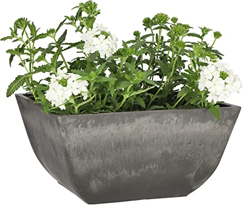 KOTARBAU® Blumentopf Pflanzgefäß aus recycelten Materialien quadratisch 25x25x12,7 cm Grau