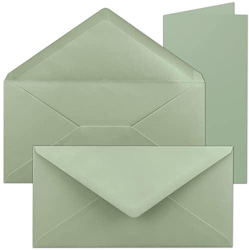 FarbenFroh by GUSTAV NEUSER 25x Faltkarten-Set mit Briefumschlägen in Eukalyptus (Grün) DIN Lang - Nassklebung - 21 x 10,5 cm