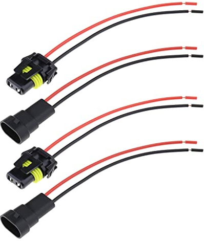 EMSea 4 Stücke 9005 9006 HB3 HB4 Lampenfassungen Kabelbaum 2-polige Nebelscheinwerfer Kabelbäume Autoteil Zubehör für Scheinwerfer Nebelscheinwerfer 12V-24V