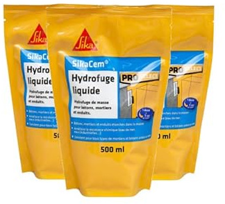 SIKA Lot de 3 hydrofuges de Masse Liquide SikaCem - pour béton et mortier - 500ML