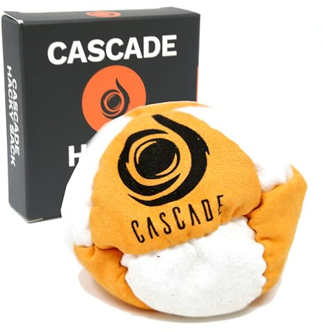 Cascade Pro Hacky Sack mit 8 Paneelen – Pro Freestyle Footbag – Trick-Fußsack (Orange/Weiß)
