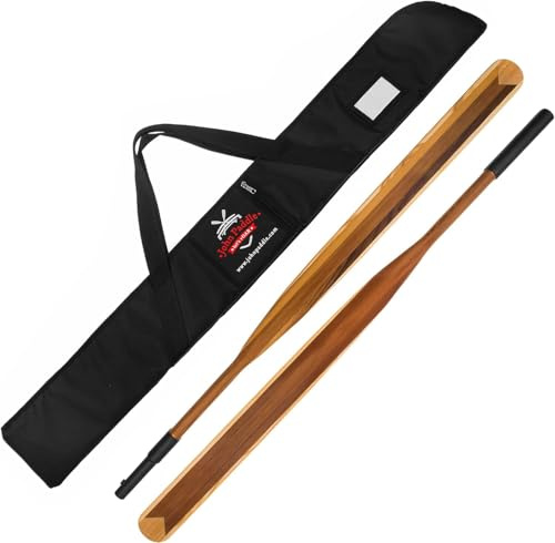 John Paddle Teilbares Grönland Paddel 2-tailig Eskimo Split 215/220/225/230cm + Paddelbag für Seekajak sehr leicht etwa 850-930g aus Zeder und Esche - traditionelles Grönlandpaddel mit Teilung