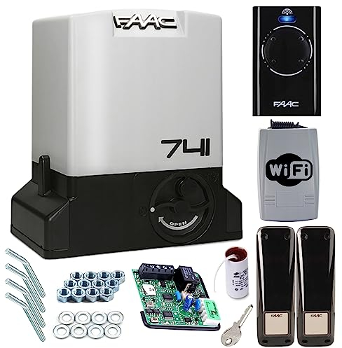 FAAC 741 DELTA 3 Sliding Gate Drive Automatic Gate Opener with Wi-Fi Controller for Max. 900 kg Sliding Gate 500 W Power with 1 Remote Controler + Wi-Fi Remotew Controler Smart Gate