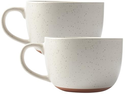 BYCNZB 38oz ceramic large Soup mugs with Hanlde for Coffee,Cereal,Salad,Noodles,Tea,Soup Bowls Cups,Microwave &Dishwasher Safe Set of 2 (Cream)
