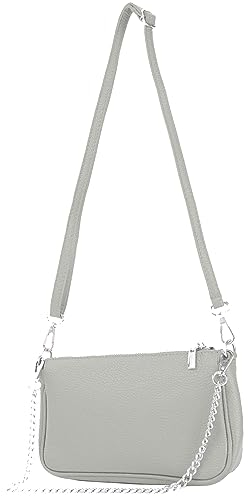 modamoda de - T237 - Umhängetasche Klein Small aus ital. Leder, Farbe:Hellgrau