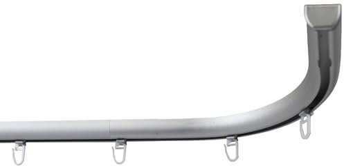 Garesa Gardinenschiene Profil 400, 1-läufig, Alu Natur I Aluminiumschiene inkl. Gleiter I Mit Retouren I Deckenmontage I Halbrunde Vorhangschiene I 570cm