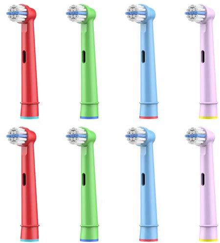 8 Count Kids Replacement Heads Compatible with Braun Oral B Electric Toothbrush, Ultra Soft Bristles, Ideal for Kids.