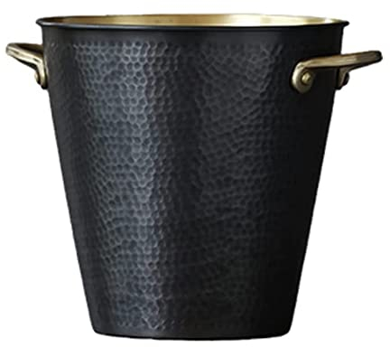 VONGAZ Sektkühler Eiseimer Eiskübel Einfacher Eiskübel Kupfer Rotwein Isolierung Lagerung Kaltgetränk Eimer Für Bar Ktv Champagnerkühler Eiskühler Eiswürfelkühler (Color : Svart, Size : 14.5 * 15cm)